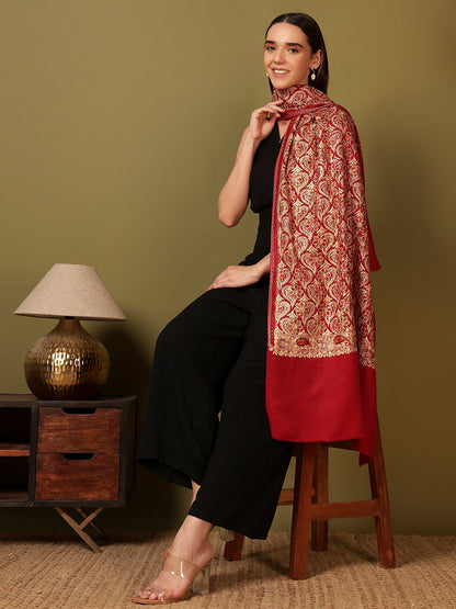 Pashmoda Women Kashish Fine Wool Nalki Embroidered Stole (Size : 71X203 CM)