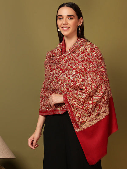 Pashmoda Women Kashish Fine Wool Nalki Embroidered Stole (Size : 71X203 CM)