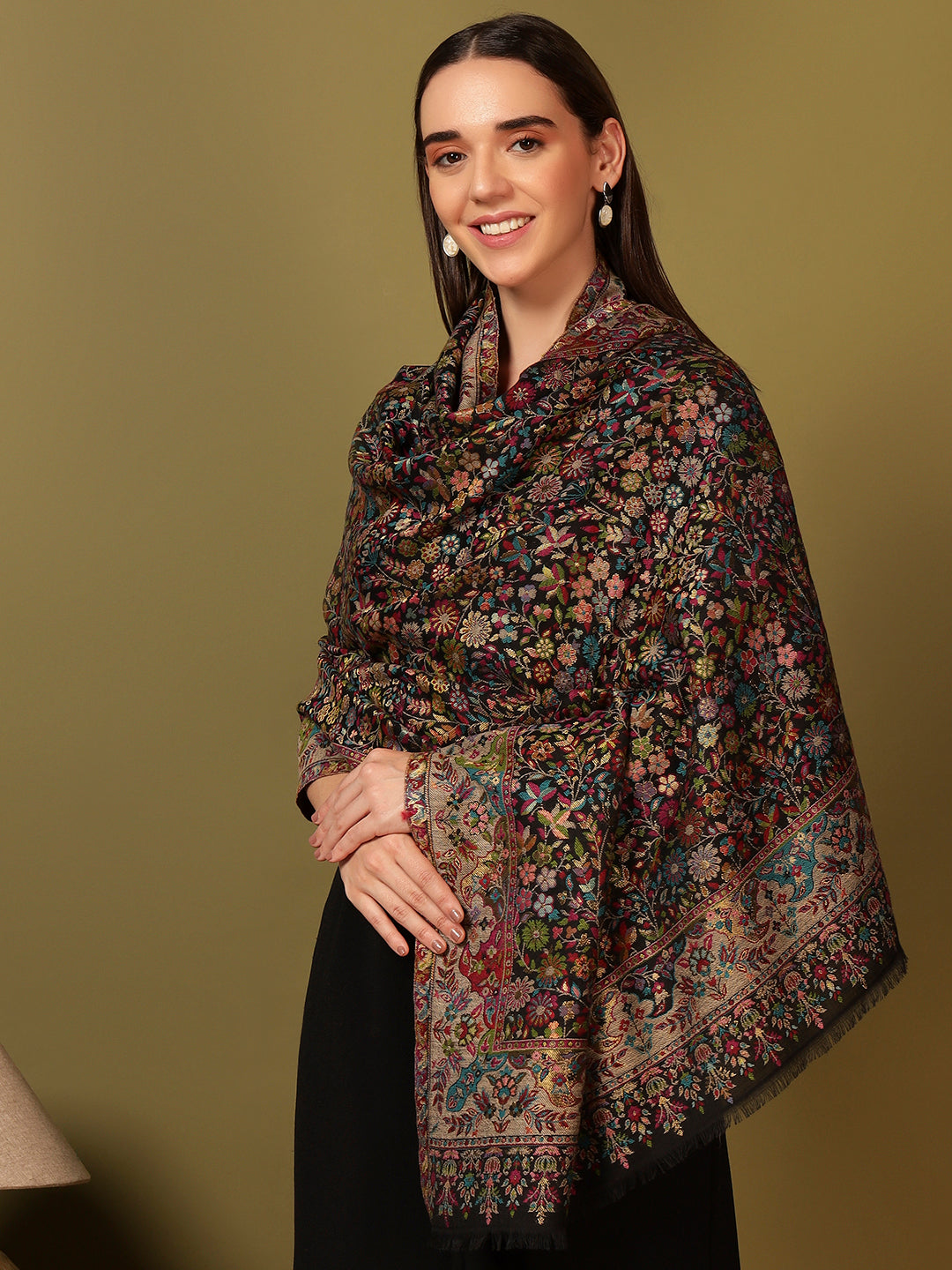Pashmoda Women Nazrana Kaani Wool Blend Kashmiri Shawl (Size: 101X203 CM)