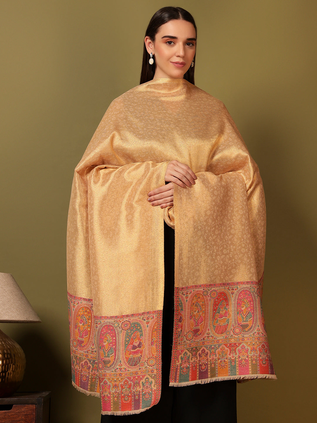 Pashmoda Women Silsila Zari Kaani Fine Wool Shawl (Size: 101X203 CM)