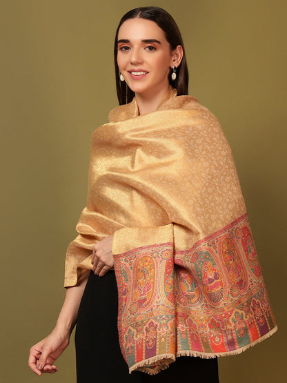 Pashmoda Women Silsila Zari Kaani Fine Wool Shawl (Size: 101X203 CM)