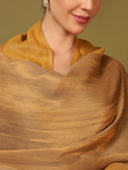 Pashmoda Women Midnight Bronze Reversible Zari Moonlight Fine Wool Stole (Size: 71x203 Cm)