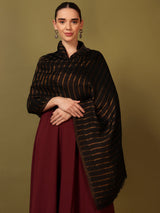 Pashmoda Women Golden Mirage Reversible Zari Moonlight Fine Wool Stole (Size: 71x203 Cm)