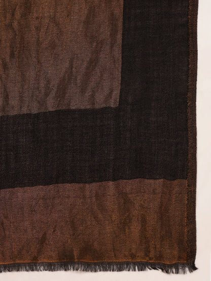Pashmoda Women Midnight Bronze Reversible Zari Moonlight Fine Wool Stole (Size: 71x203 Cm)
