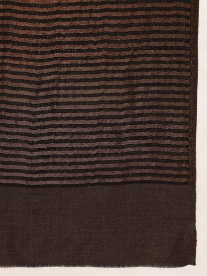Pashmoda Women Golden Eclipse Reversible Zari Moonlight Fine Wool Stole (Size: 71x203 Cm)