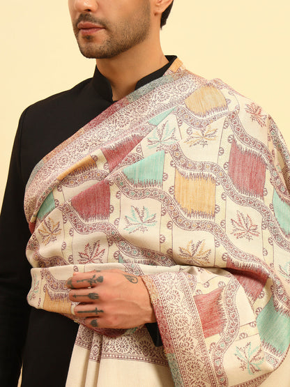 Pashmoda Men Floral Geometry Kaani Stole (Size : 71X203 CM)