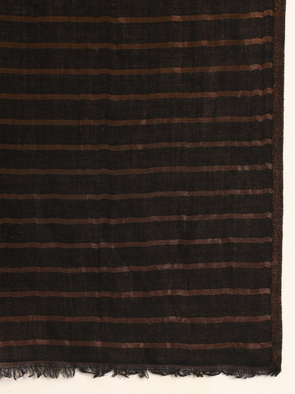 Pashmoda Men Golden Mirage Reversible Zari Moonlight Fine Wool Stole (Size: 71x203 Cm)