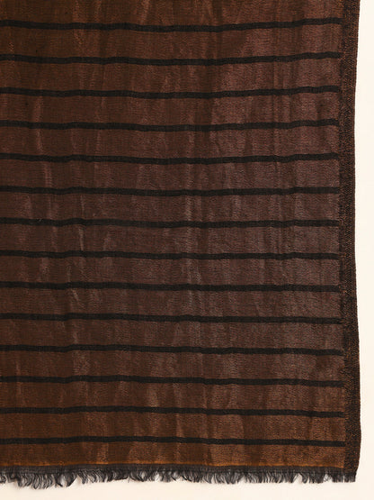 Pashmoda Men Golden Mirage Reversible Zari Moonlight Fine Wool Stole (Size: 71x203 Cm)