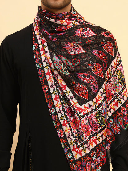 Pashmoda Men Floral Sonata Fine Soft Bamboo Fibre Stole (Size-71x203cm)