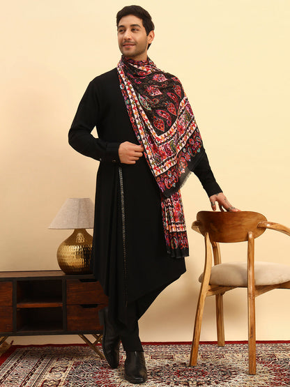 Pashmoda Men Floral Sonata Fine Soft Bamboo Fibre Stole (Size-71x203cm)