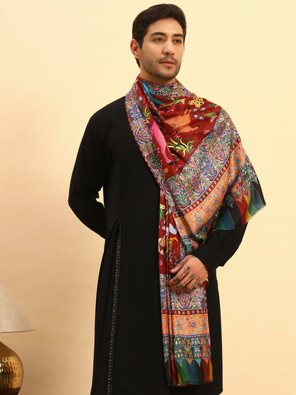 Pashmoda Men Royal Caravan Fine Soft Bamboo Fibre Stole (Size 28x80in, 71x203cm)