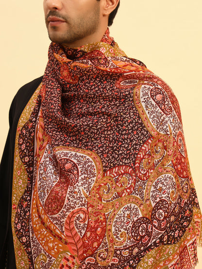 Pashmoda Men Royal Caravan Fine Soft Bamboo Fibre Stole (Size-71x203cm)