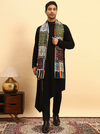 Pashmoda Men Floral Sonata Fine Soft Bamboo Fibre Stole (Size-71x203cm)