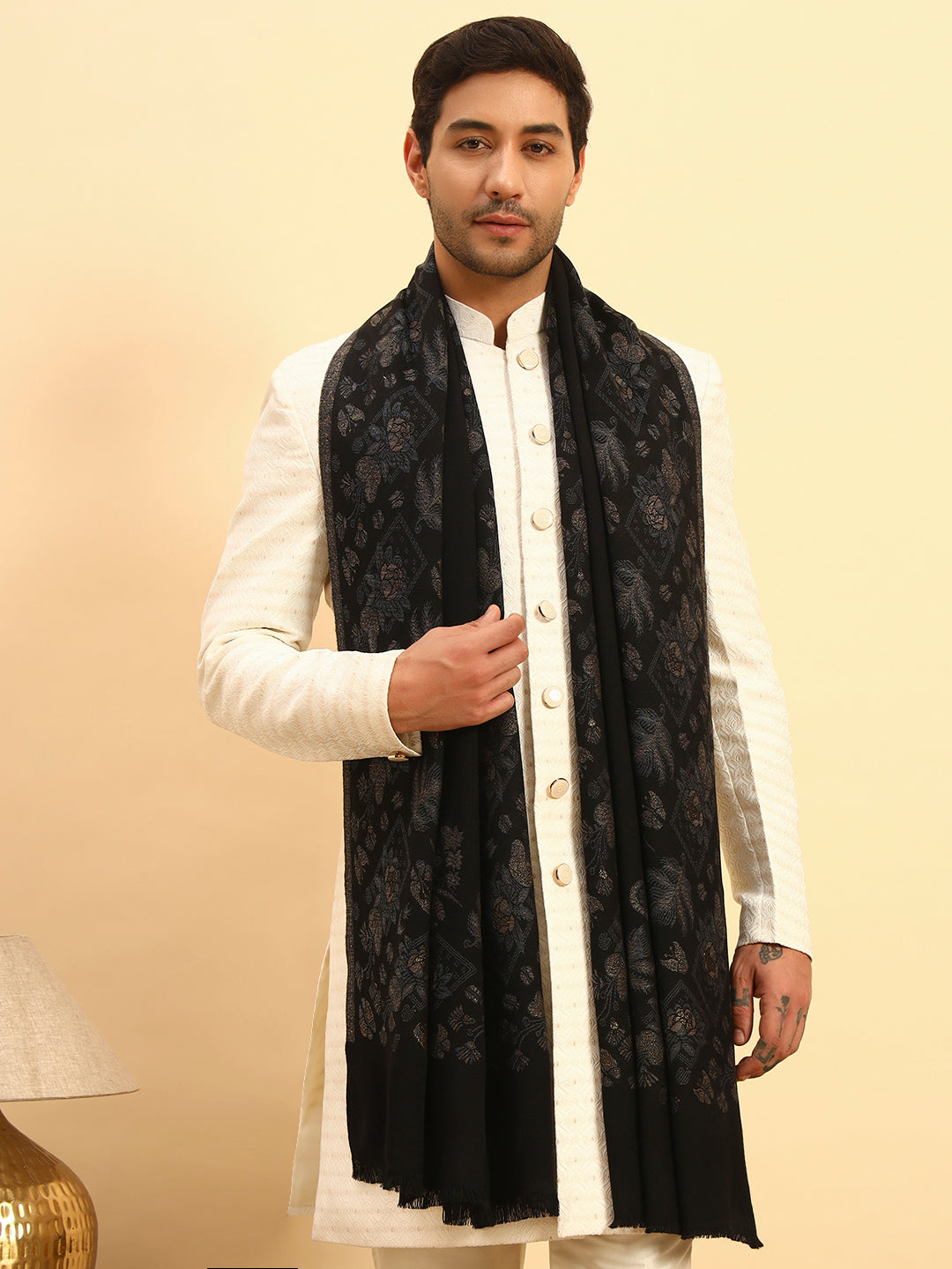 Pashmoda Men Eternal Blooms Kaani  Stole (Size : 71X203 CM)