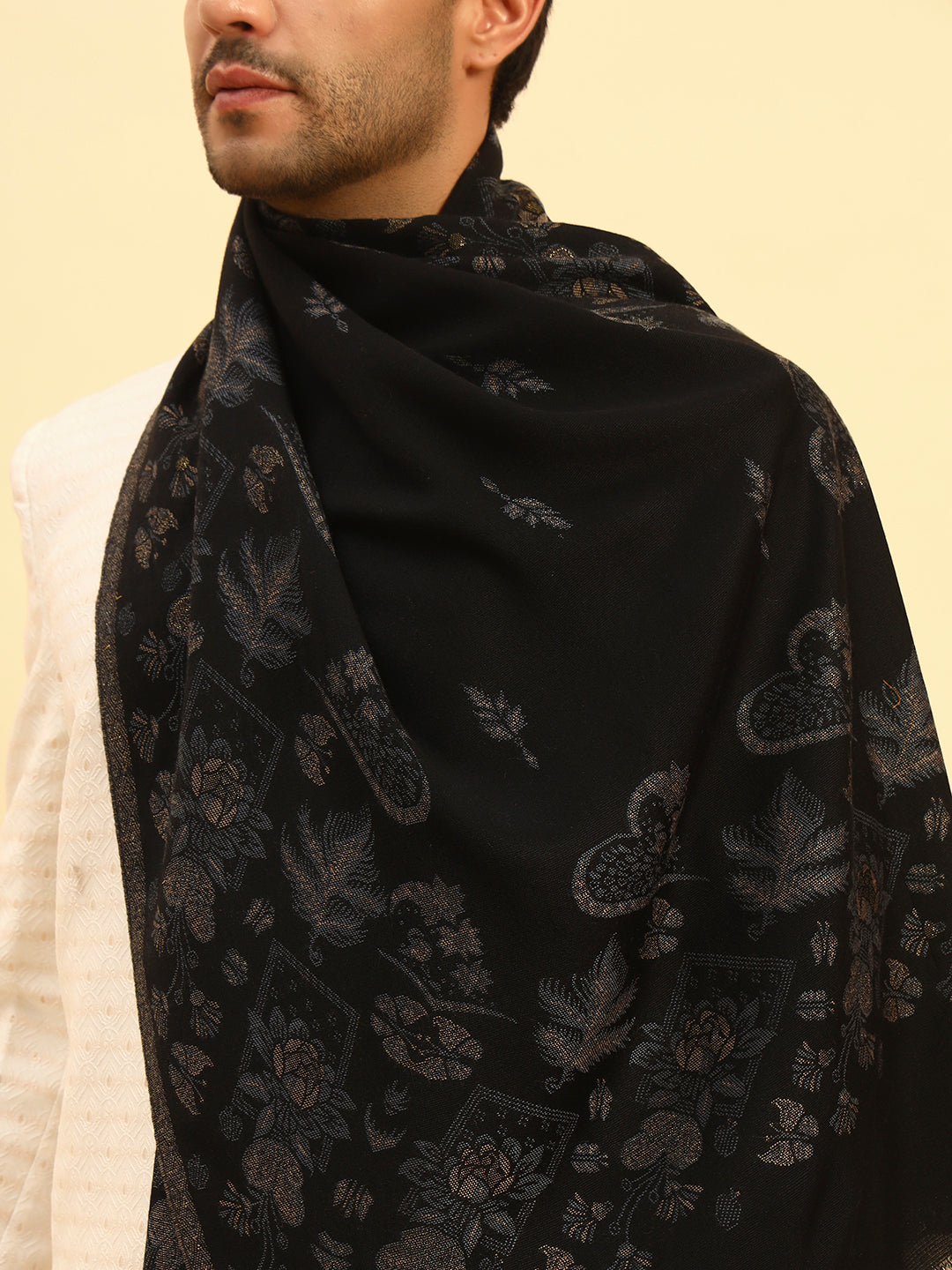 Pashmoda Men Eternal Blooms Kaani  Stole (Size : 71X203 CM)