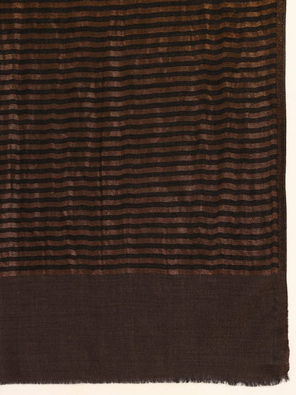 Pashmoda Men Golden Eclipse Reversible Zari Moonlight Fine Wool Stole (Size: 71x203 Cm)