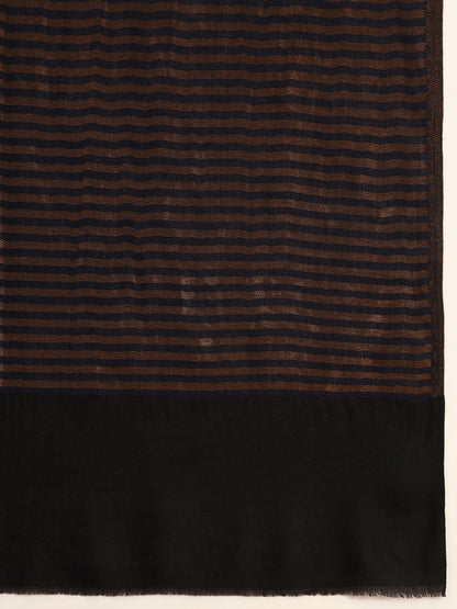 Pashmoda Men Golden Eclipse Reversible Zari Moonlight Fine Wool Stole (Size: 71x203 Cm)