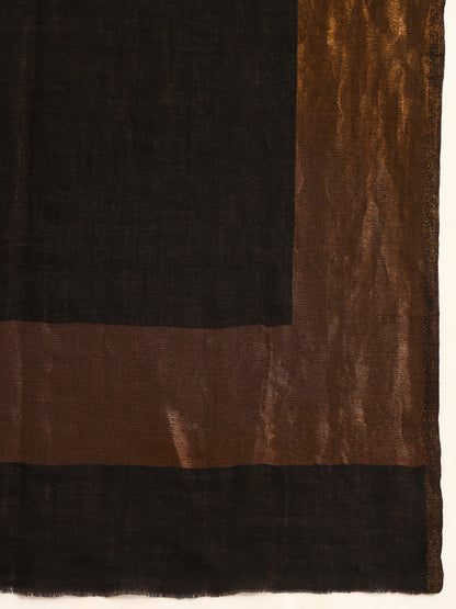 Pashmoda Men Midnight Bronze Reversible Zari Moonlight Fine Wool Stole (Size: 71x203 Cm)