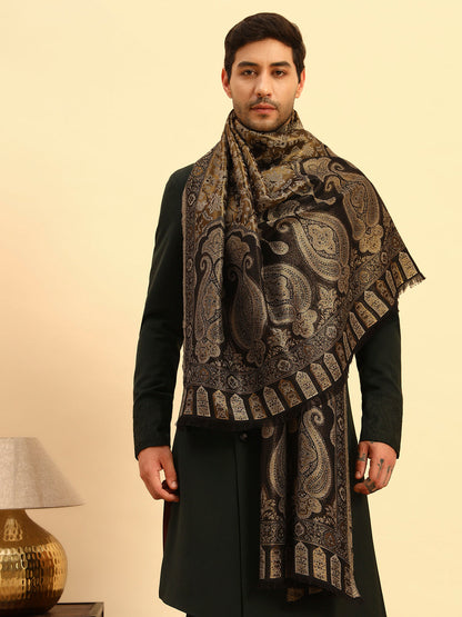 Pashmoda Men Hunar Zari Kaani Fine Wool Shawl (Size-101x203cm)