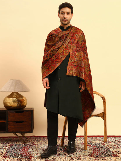 Pashmoda Men Naazneen Kaani Wool Blend Kashmiri Shawl (Size: 101X203 CM)