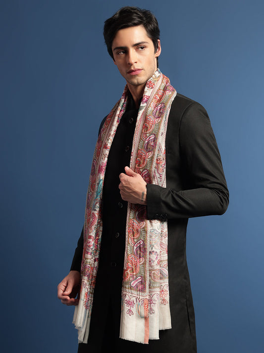 Pashmoda Men  Kalamkari Embroidered Shawl (Size 101x203 Cm)