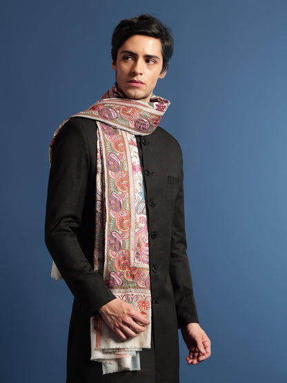 Pashmoda Men  Kalamkari Embroidered Shawl (Size 101x203 Cm)