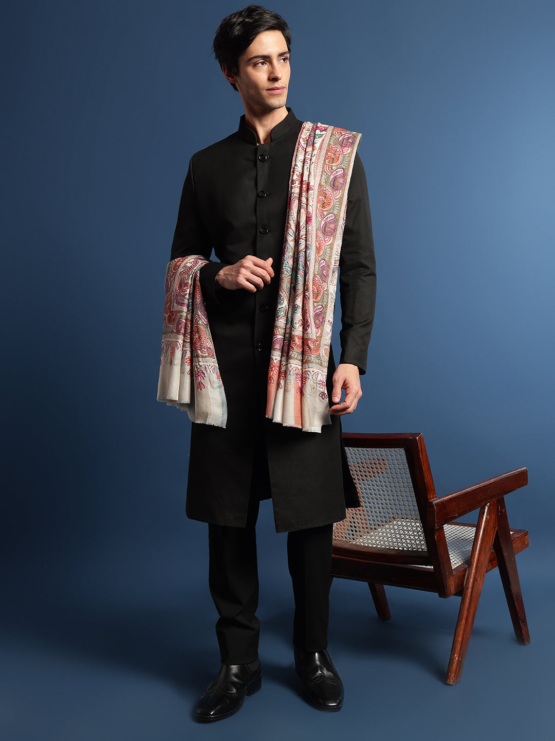 Pashmoda Men  Kalamkari Embroidered Shawl (Size 101x203 Cm)