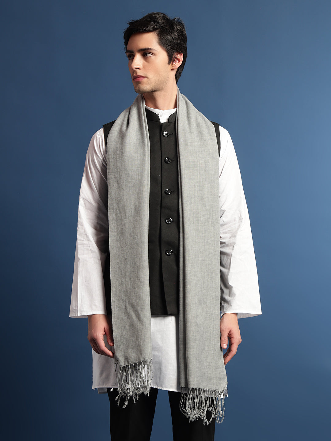 Pashmoda Men Rahmat Fine Wool Melange Stole (Size: 71x203 Cm)