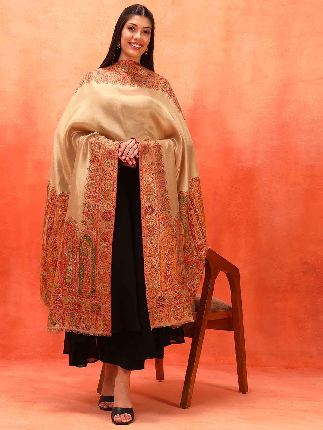 Pashmoda Women Zarvash Zari Kaani Fine Wool Shawl (Size: 101 × 203 cm)