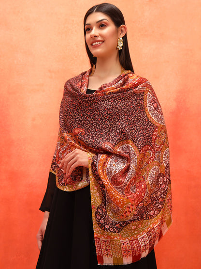 Pashmoda Women Royal Embers Fine Soft Bamboo Fibre Stole (Size: 71x203 CM)
