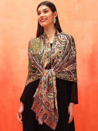 Pashmoda Women Royal Embers Fine Soft Bamboo Fibre Stole (Size: 71x203 CM)