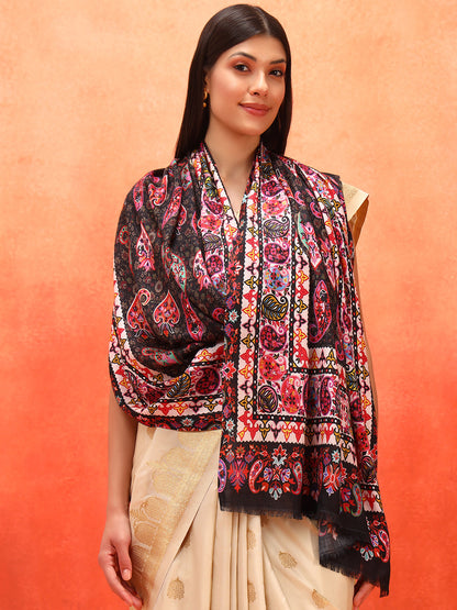 Pashmoda Women Floral Sonata Fine Soft Bamboo Fibre Stole (Size: 71x203 CM)