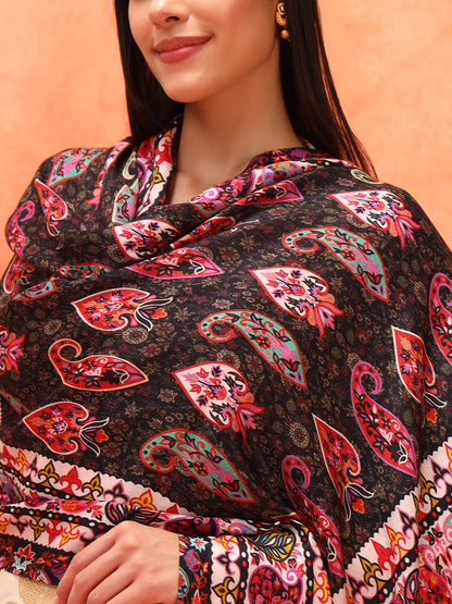 Pashmoda Women Floral Sonata Fine Soft Bamboo Fibre Stole (Size: 71x203 CM)