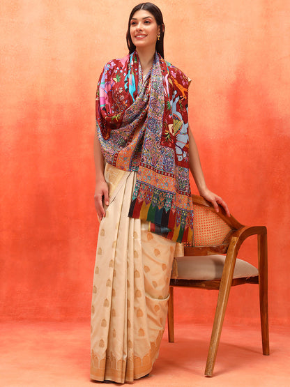 Pashmoda Women Royal Caravan Fine Soft Bamboo Fibre Stole (Size : 71x203 CM)