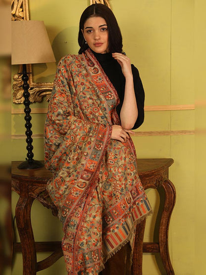 Women's Bahaar Kaani Wool Blend Kashmiri Shawl (Size 101X203 CM)