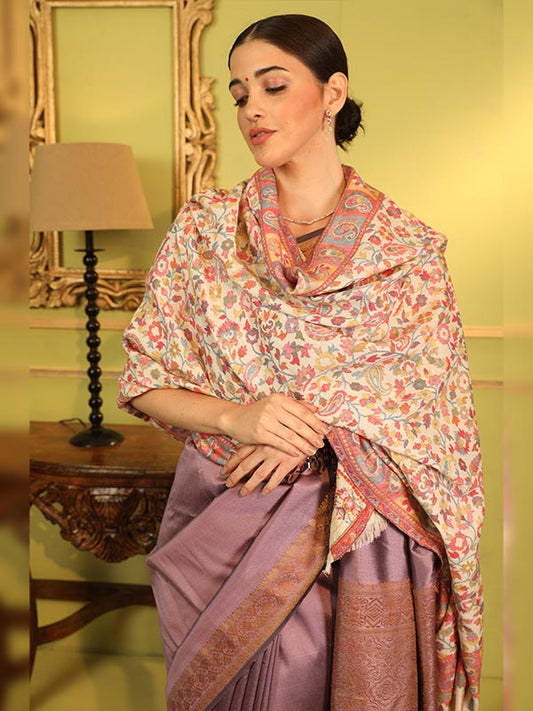 Women's Bahaar Kaani Wool Blend Kashmiri Shawl (Size 101X203 CM)