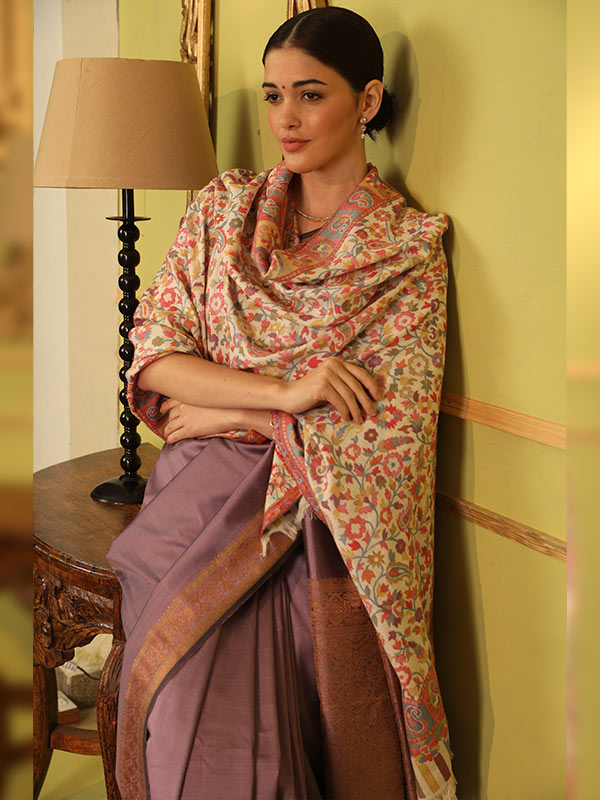 Women's Bahaar Kaani Wool Blend Kashmiri Shawl (Size 101X203 CM)