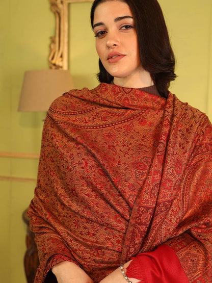 Women's Zarif-e-Kashmir Wool Blend Jamawar Shawl (Size: 101X203 CM)