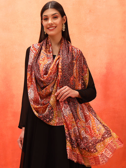Pashmoda Women Royal Embers Fine Soft Bamboo Fibre Stole (Size: 71x203 CM)
