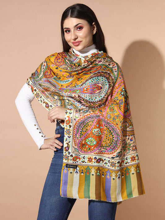 Women's Chaman Multicoloured Printed Stole (Size : 71X203 CM)