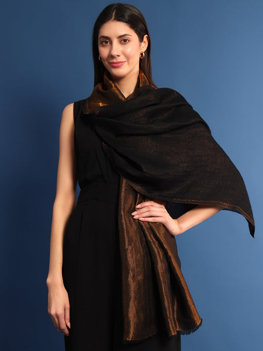 Pashmoda Womenƒ??s Zarish Reversible Zari Moonlight Fine Wool Stole (Size: 71x203 Cm)