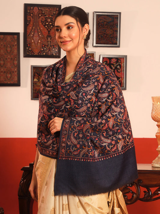Pashmoda Womenƒ??s 100% Pure Wool Sozni Hand Embroidered Stole (Size: 71x203 cm)