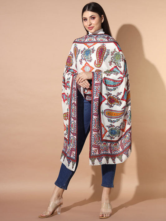 Women's Nazeer Multicoloured Printed Stole (Size : 71X203 CM)