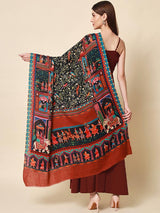 Women's Shahnaz 100% Pure Wool Printed Shawl (Size 101X203 CM)
