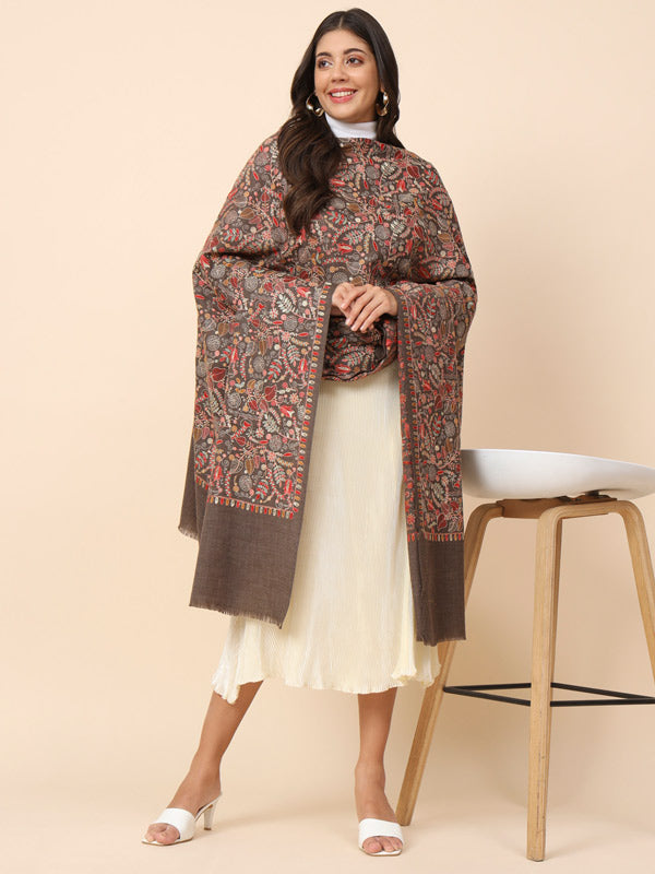 Women Gilkaari 100% Pure Wool Embroidered Shawl (Size 101X203 CM)