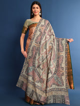 Women Safa  Kalamkari Embroidered Shawl (Size: 115x230 CM)