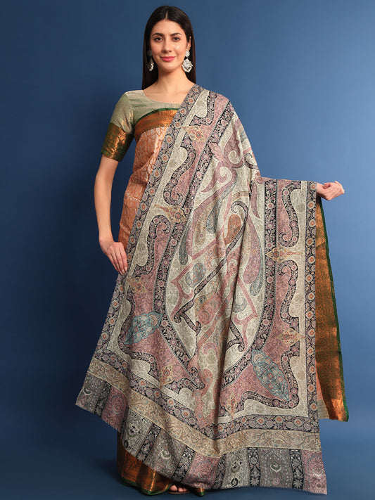 Women Safa  Kalamkari Embroidered Shawl (Size: 115x230 CM)