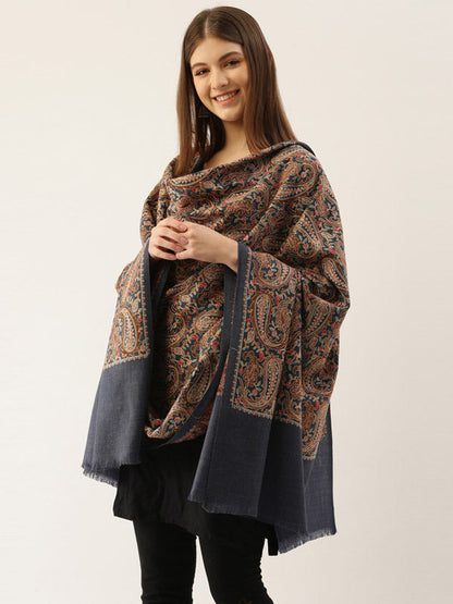 Women's Gulzaar 100% Pure Wool Aari Embroidered Shawl (Size : 101X203 CM)