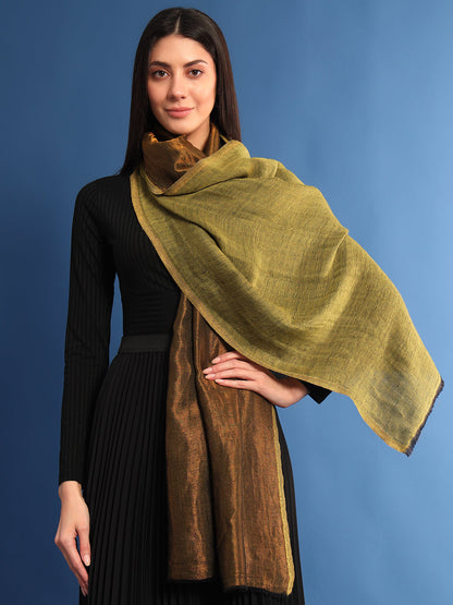 Pashmoda Womenƒ??s Zarish Reversible Zari Moonlight Fine Wool Stole (Size: 71x203 Cm)