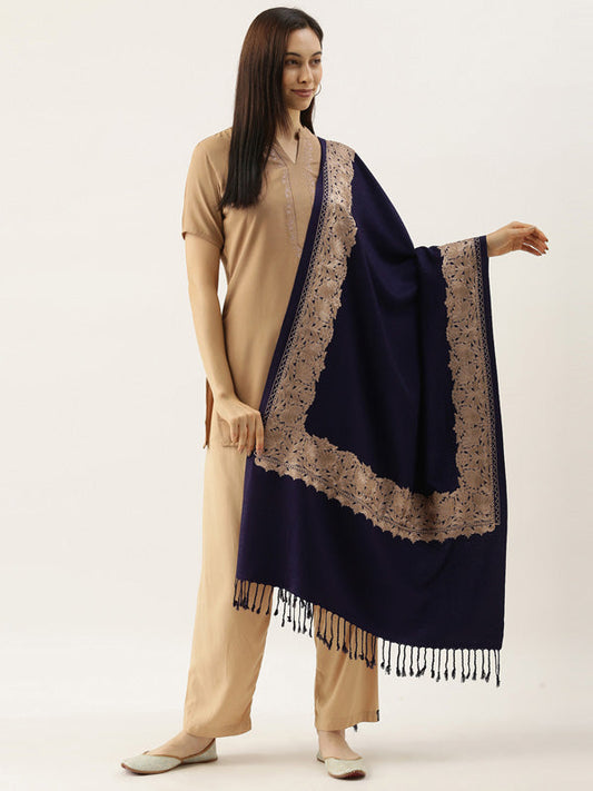 Women's Zarbaft Aari Embroidered Kashmiri Stole (Size: 71x203 cm)